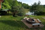 Fire pit area overlooking the stocked pond